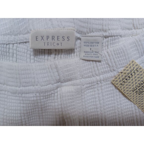 VINTAGE EXPRESS TRICOT TRADITIONELLE WOMENS KNIT WHITE SHORTS SIZE LG.  NWT - Picture 5 of 7